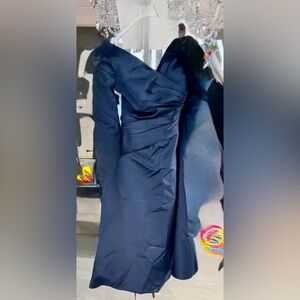 Elegant Navy Blue Satin Dress